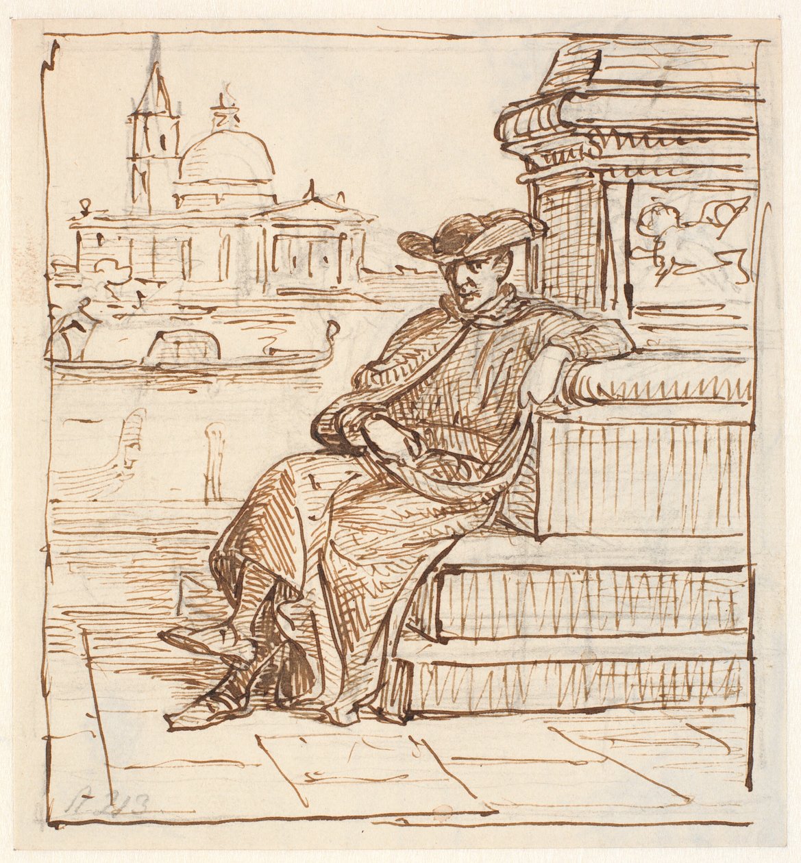 Prete presso la colonna di Marens sulla Piazzetta da Wilhelm Marstrand