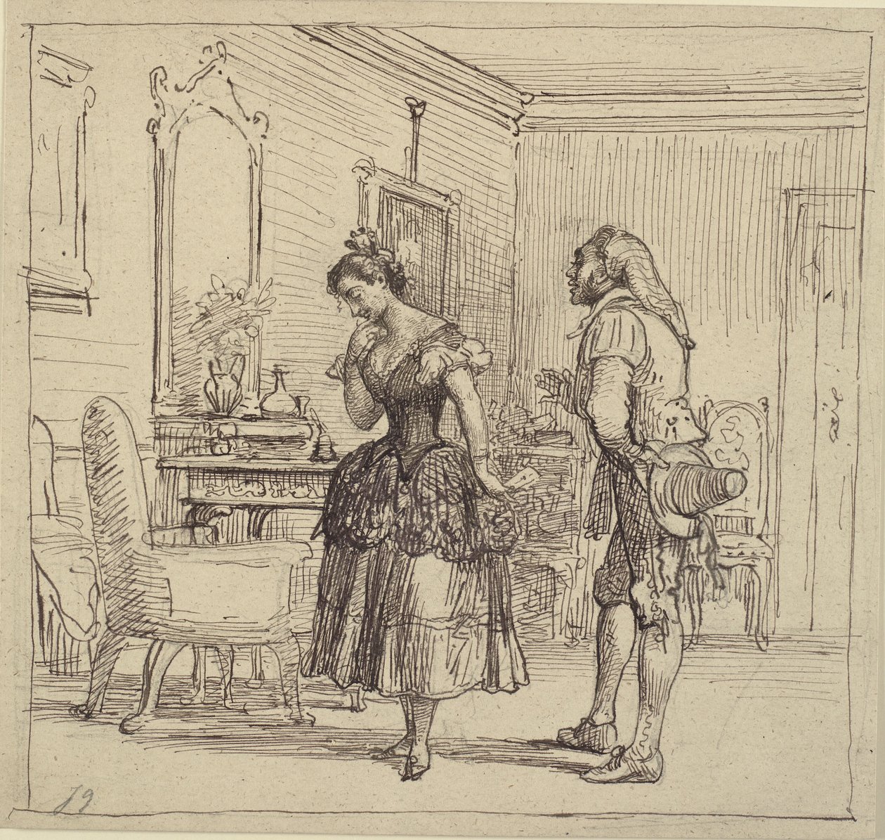 Rosina dà la lettera a Figaro per il conte Almaviva. (Il barbiere di Siviglia) da Wilhelm Marstrand