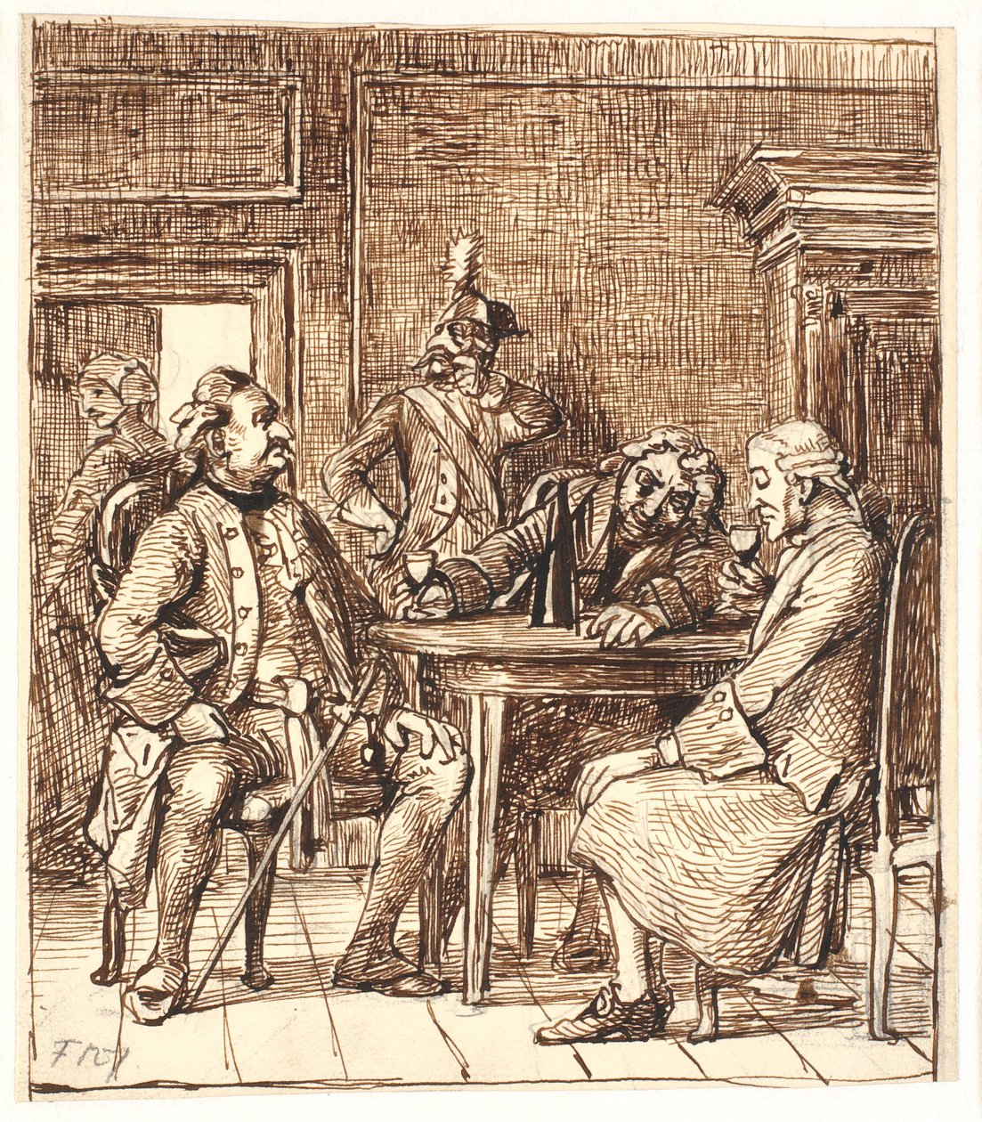 Scena di Barselsstuen. Corfitz beve vino del Reno con l