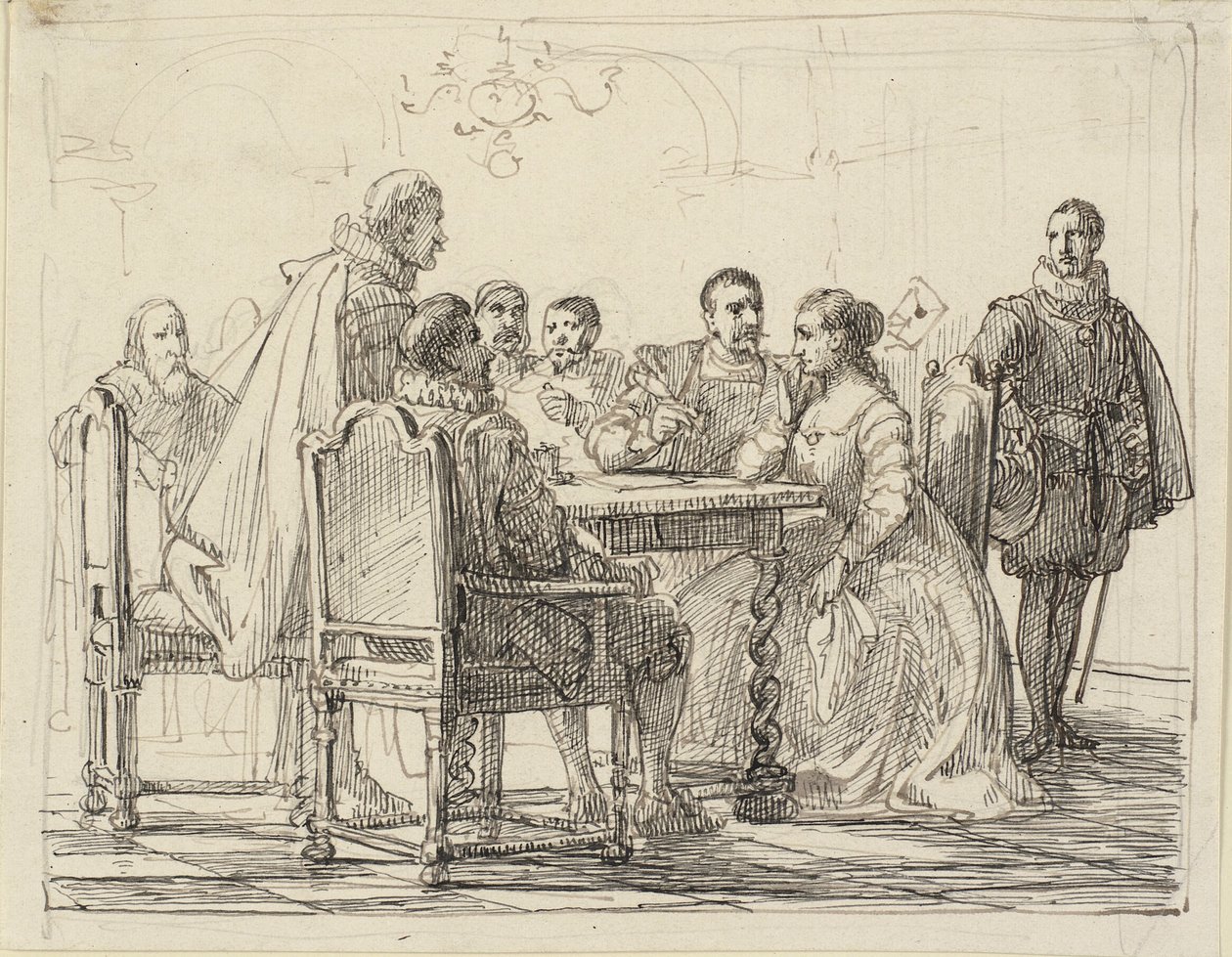 Scena di società, tempo di Cristiano IV da Wilhelm Marstrand