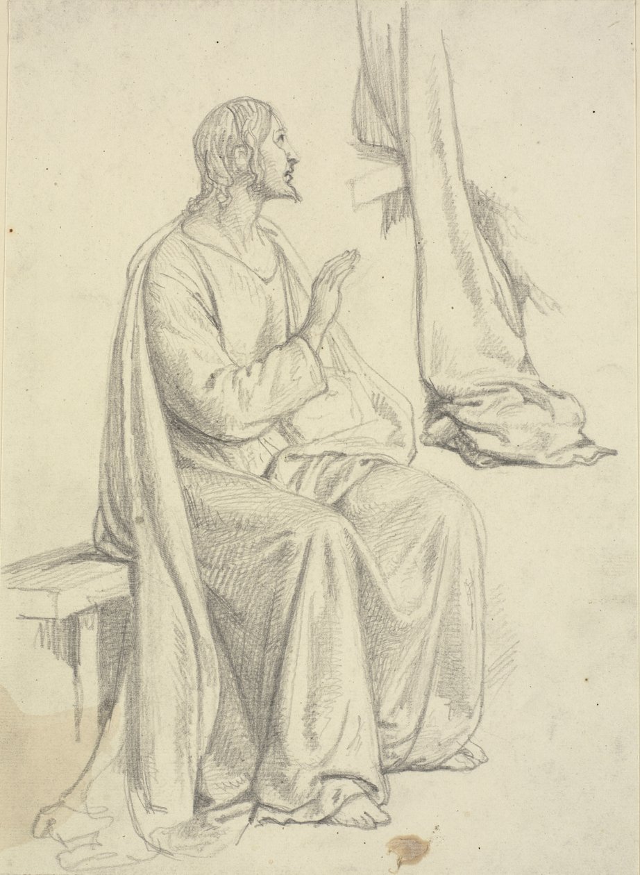 Gesù seduto, e studio di drappeggio da Wilhelm Marstrand