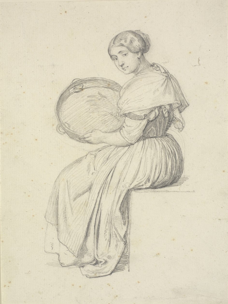 Donna seduta con tamburello da Wilhelm Marstrand