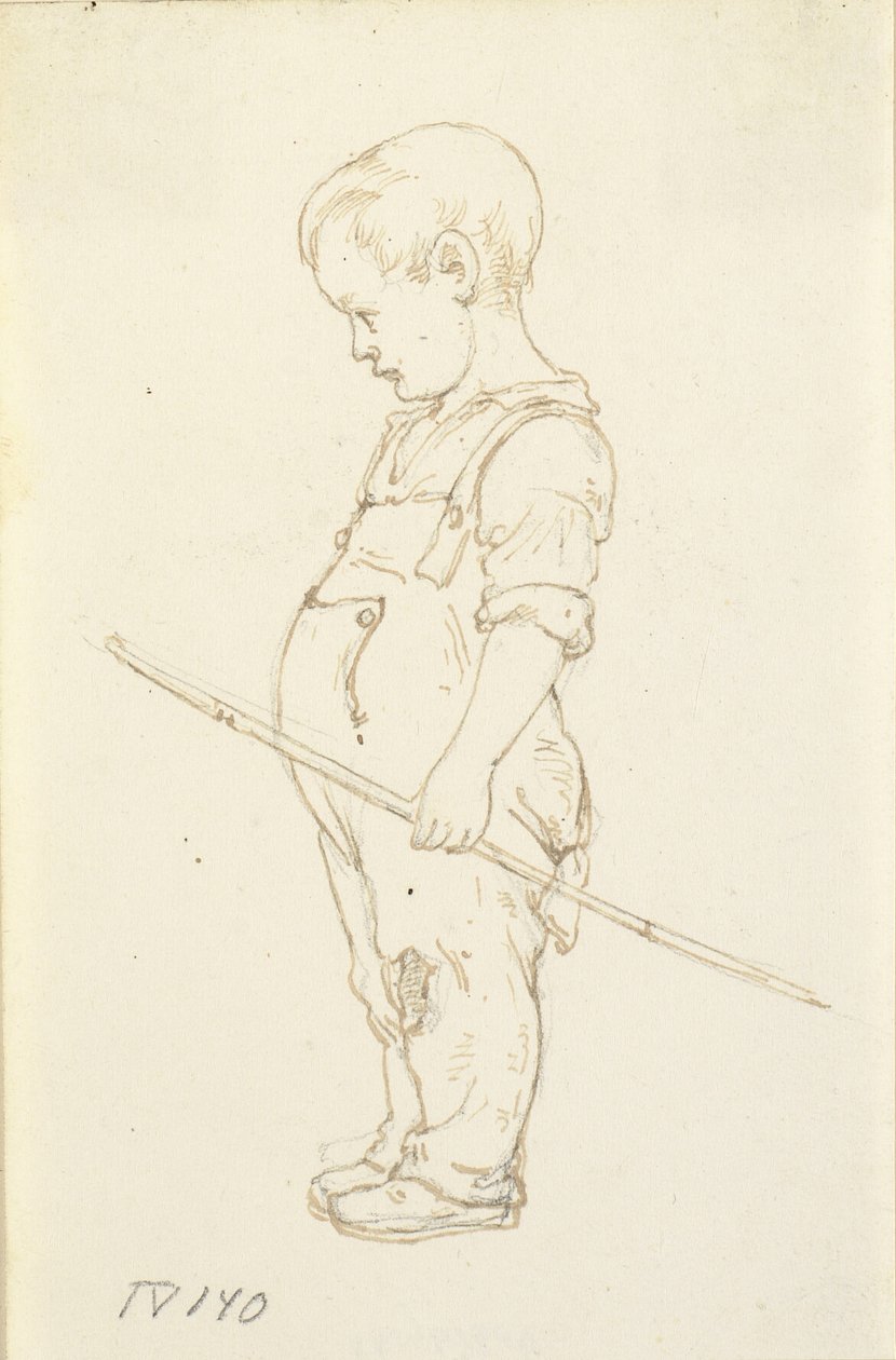 Bambino in piedi con un bastone in mano da Wilhelm Marstrand