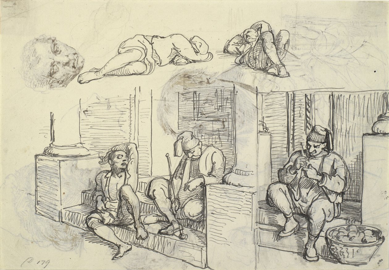Studi di turco e lazzarone su una scala da Wilhelm Marstrand