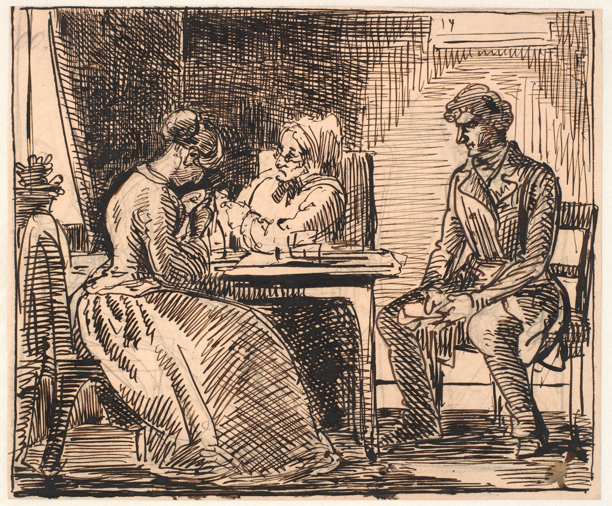 Bozza per "Immagine della vita quotidiana" (La visita del pretendente) da Wilhelm Marstrand
