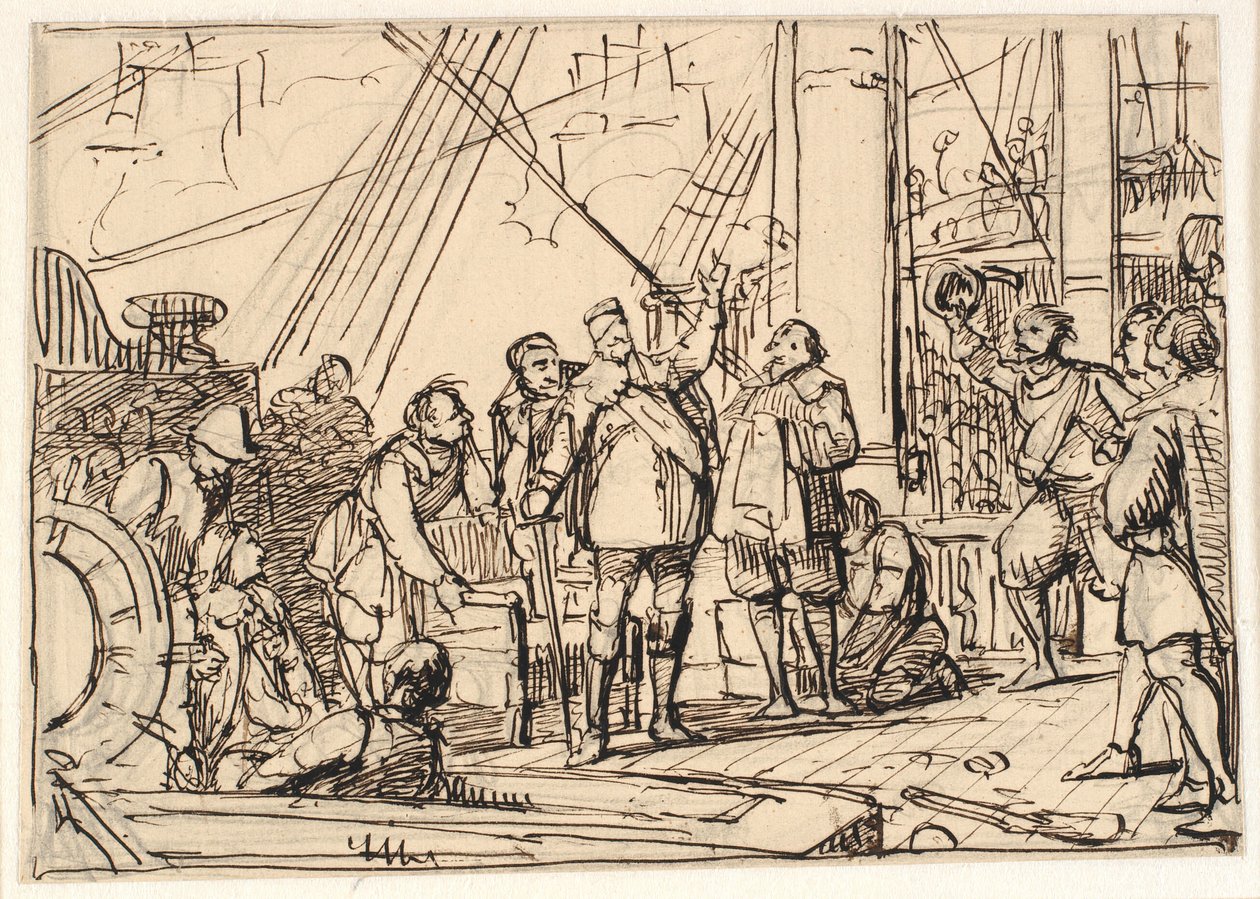 Bozzetto per il dipinto nella cappella di Chr. 4 a Roskilde "Chr. 4 sulla Trinità" da Wilhelm Marstrand