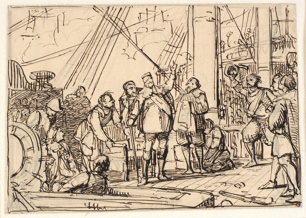 Bozzetto per il dipinto nella cappella di Chr. 4 a Roskilde "Chr. 4 sulla Trinità" da Wilhelm Marstrand