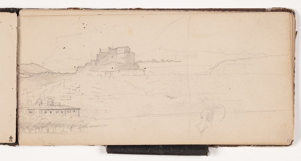 Vista verso una città in un paesaggio montano italiano da Wilhelm Marstrand