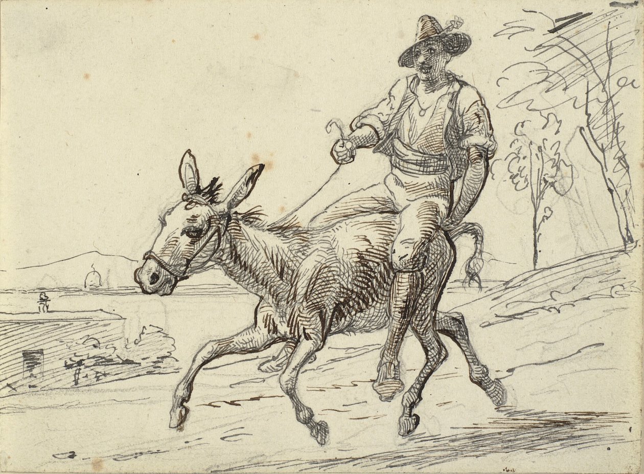 Giovane uomo cavalca un asino da Wilhelm Marstrand
