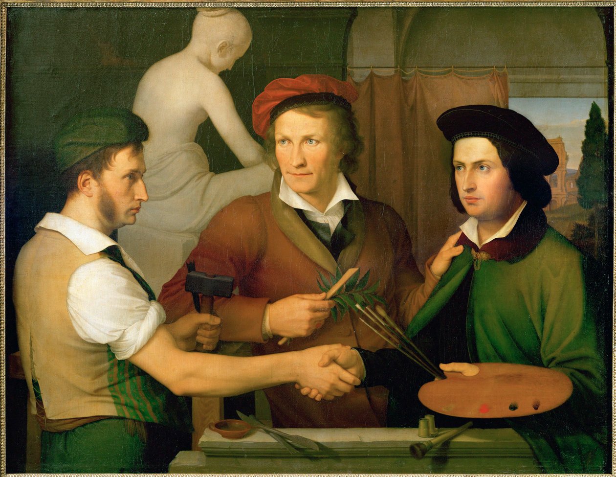 Autoritratto di Schadow con il fratello Rudolf e lo scultore Bertel Thorvaldsen (olio su tela) da Wilhelm Schadow