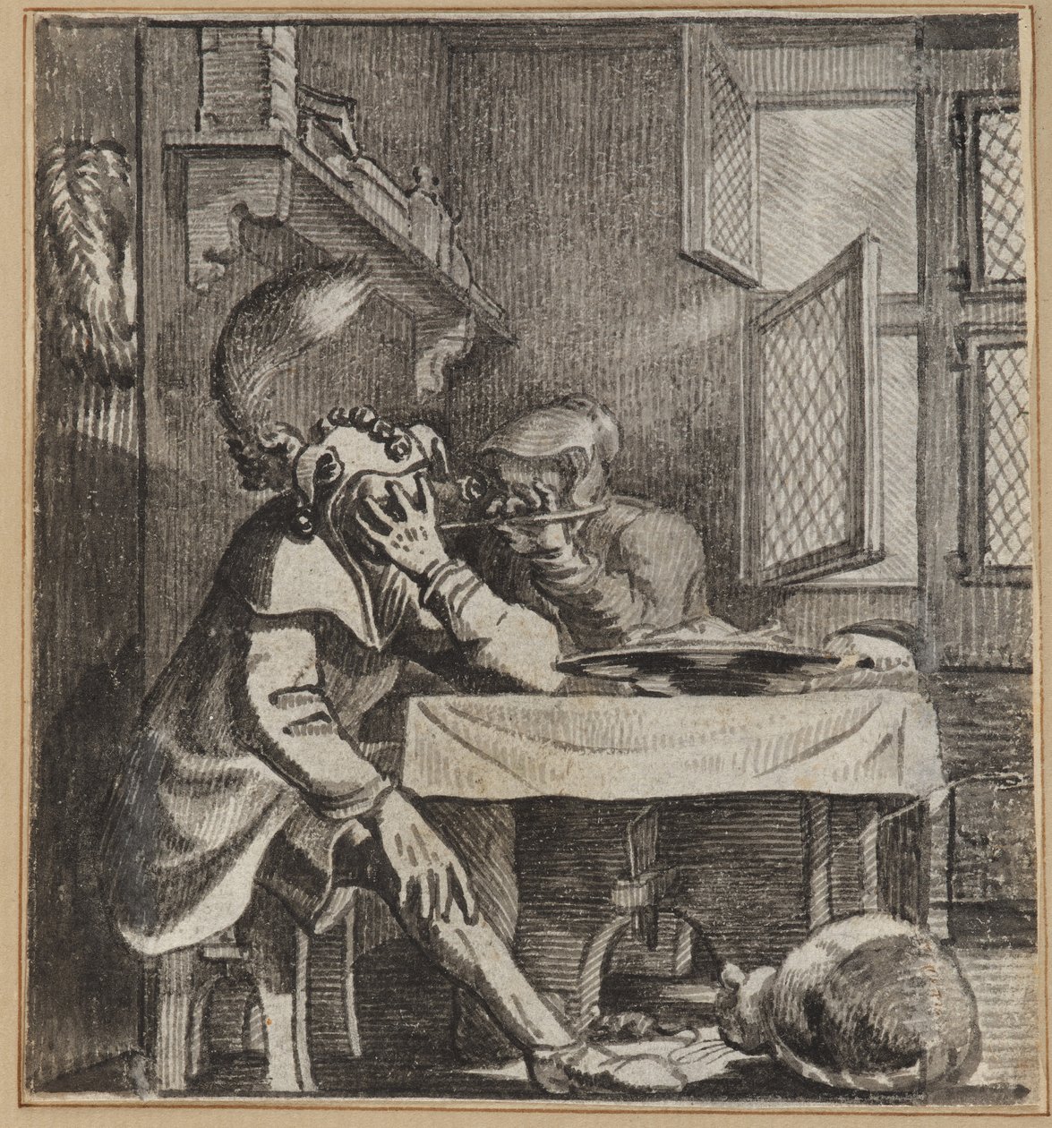 Il pazzo che guarda attraverso le dita della moglie da Wilhelm Stettler