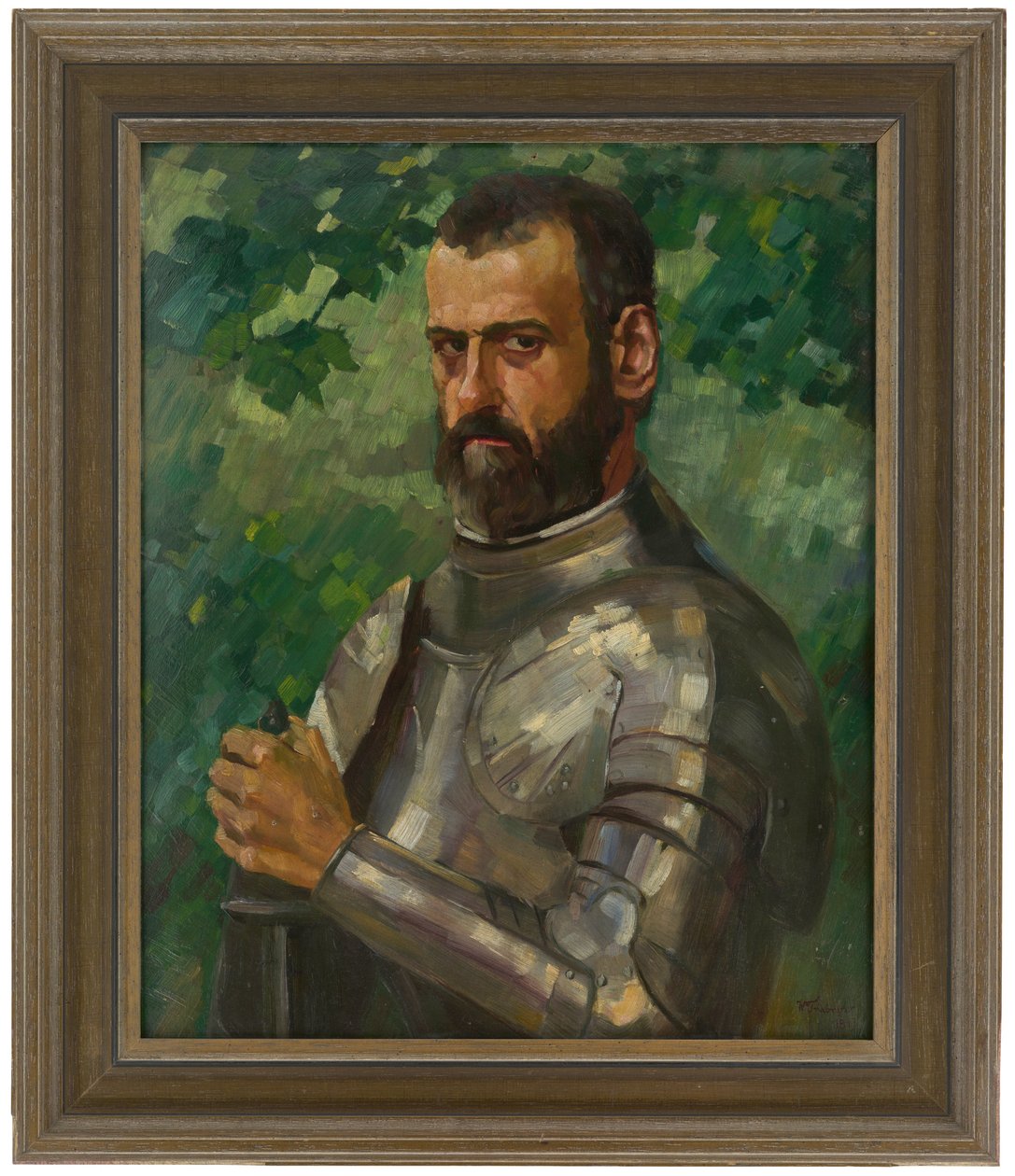 Ritratto a mezzo busto di un uomo in armatura da Wilhelm Trübner