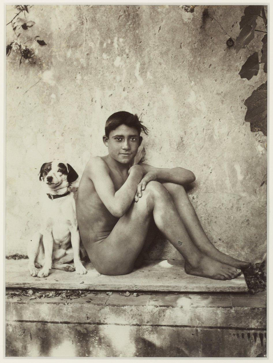 Ragazzo e il suo cane, Taormina, Italia, c.1900 da Baron Wilhelm von Gloeden