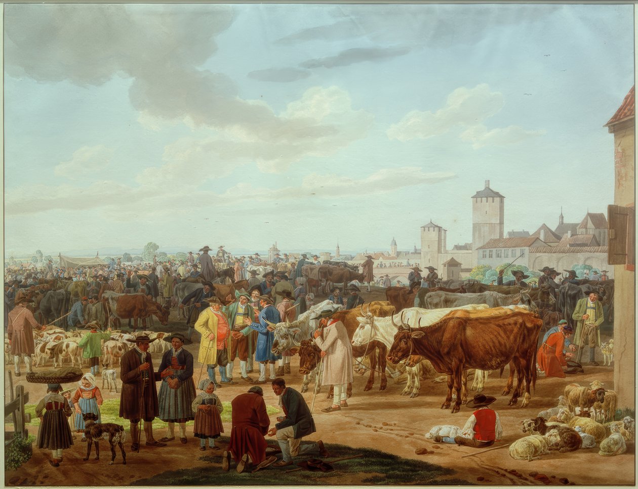 Mercato del bestiame ai margini di una città da Wilhelm von Kobell