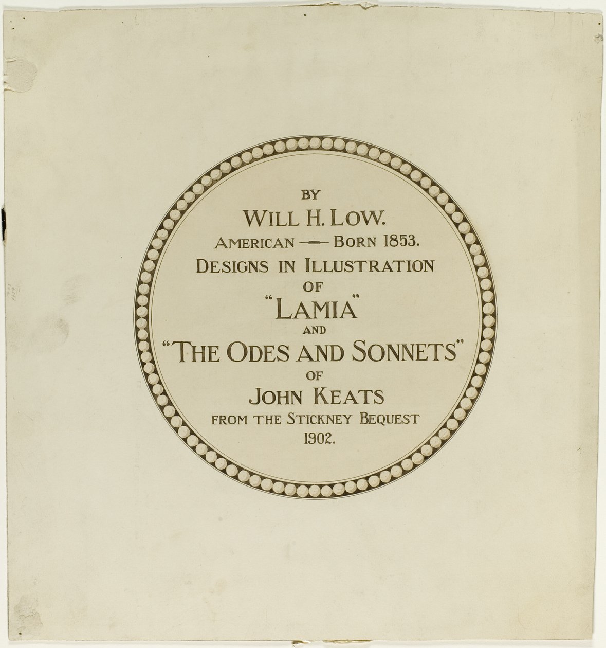 Frontespizio delle "Odi e sonetti di John Keats". da Will Hicock Low