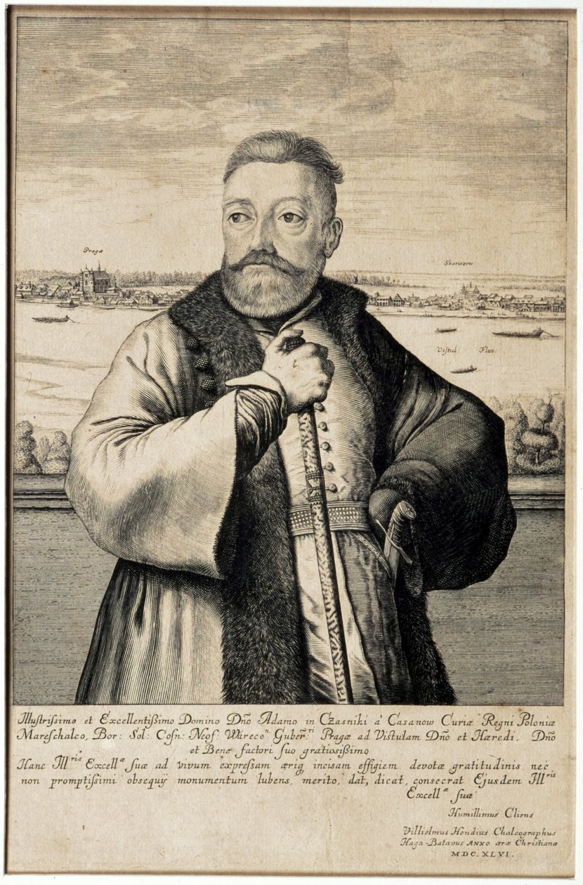 Ritratto di Adam Kazanowski contro Praga e Skaryszew da Willem Hondius