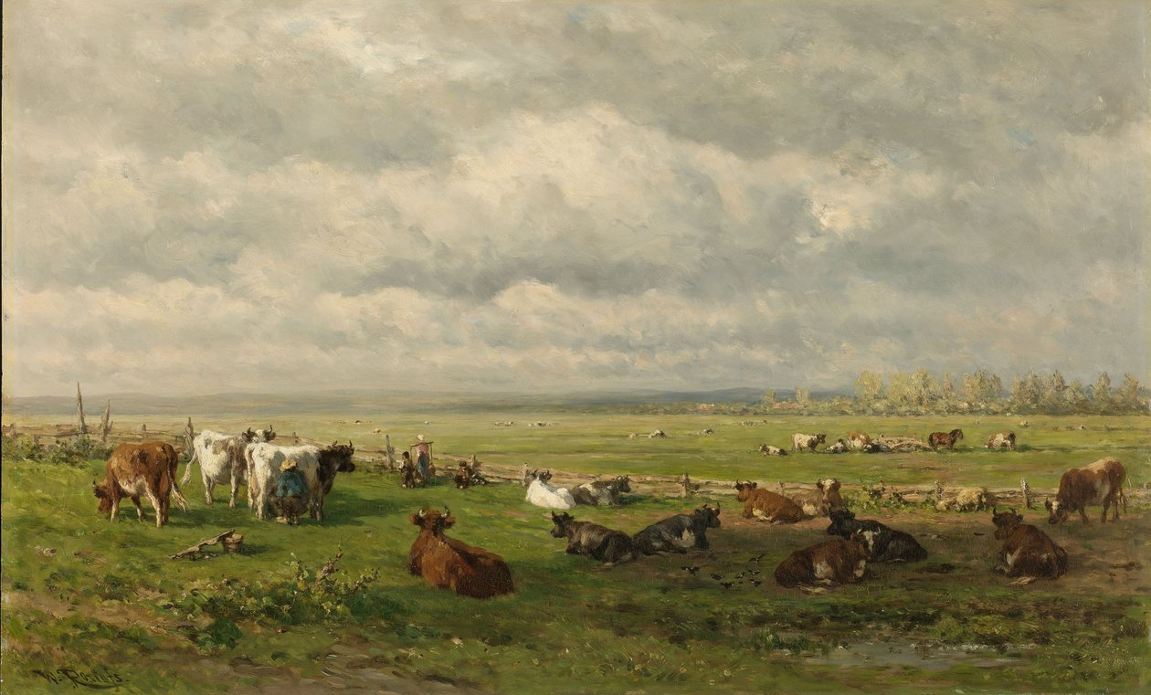 Paesaggio di prato con bestiame, c.1880 da Willem Roelofs
