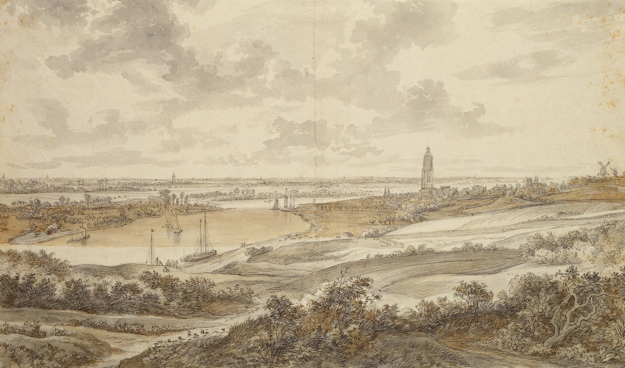 Panorama con la città di Rhenen da Willem Schellinks