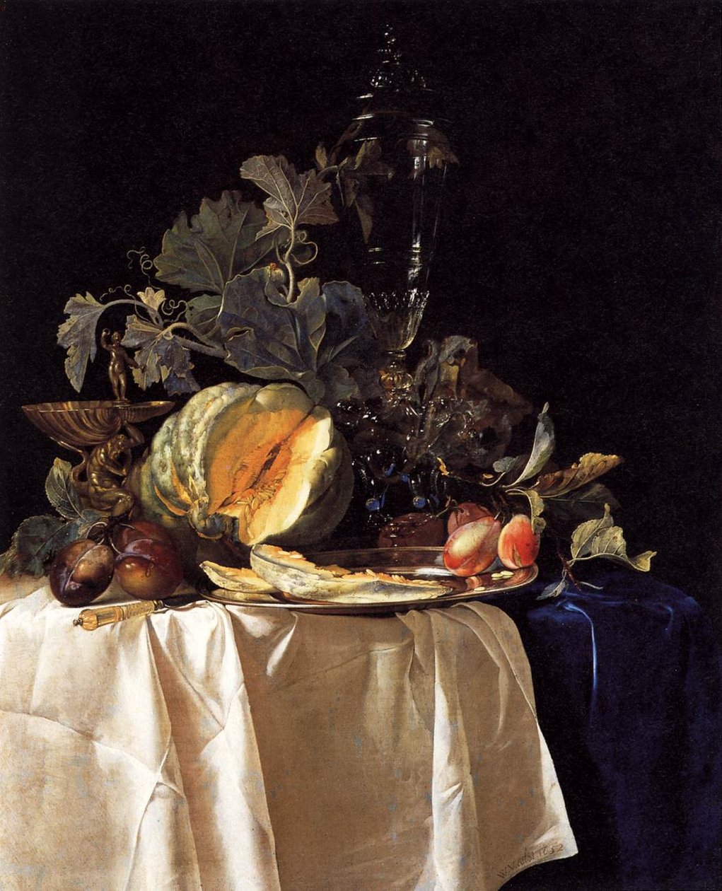 Natura morta con frutta e vaso di cristallo da Willem van Aelst