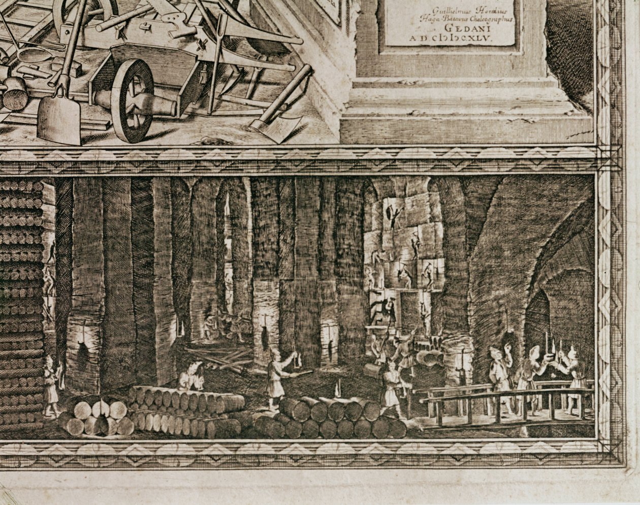 Le miniere di sale di Wieliczka, vicino a Cracovia, producevano circa un terzo delle entrate dei re polacchi... (incisione) da Willem (c.1597 1660) Hondius