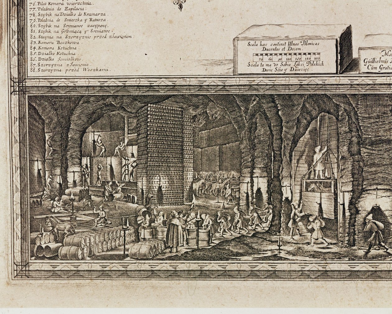 Le miniere di sale di Wieliczka, vicino a Cracovia, producevano circa un terzo delle entrate dei re polacchi... (incisione) da Willem (c.1597 1660) Hondius