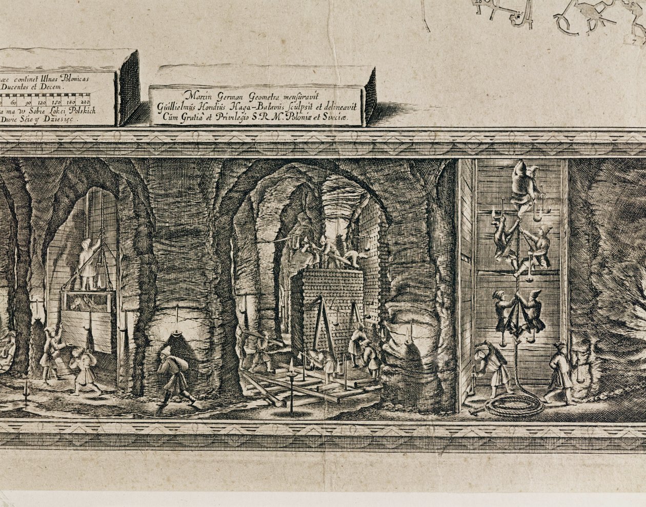 Le miniere di sale di Wieliczka, vicino a Cracovia, producevano circa un terzo delle entrate dei re polacchi... (incisione) da Willem (c.1597-1660) Hondius