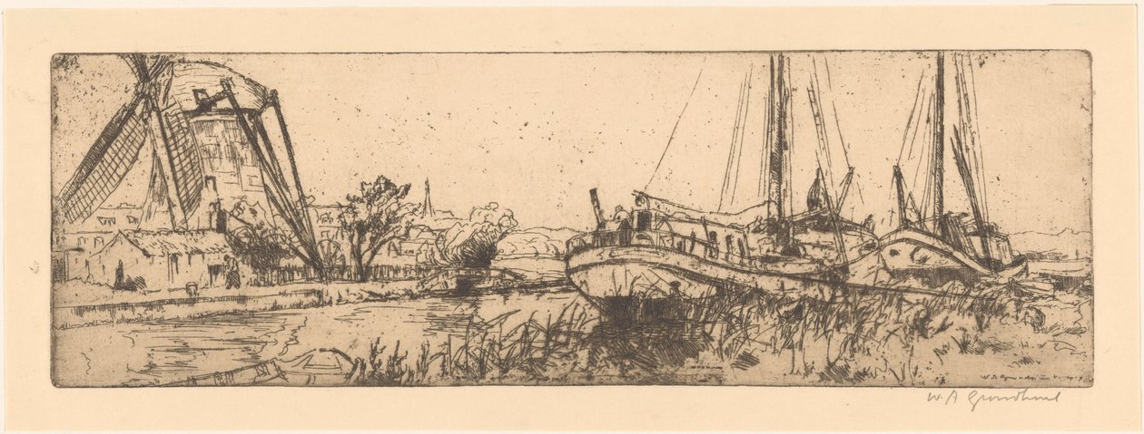 De Vliet da Willem Adrianus Grondhout (signed by artist)