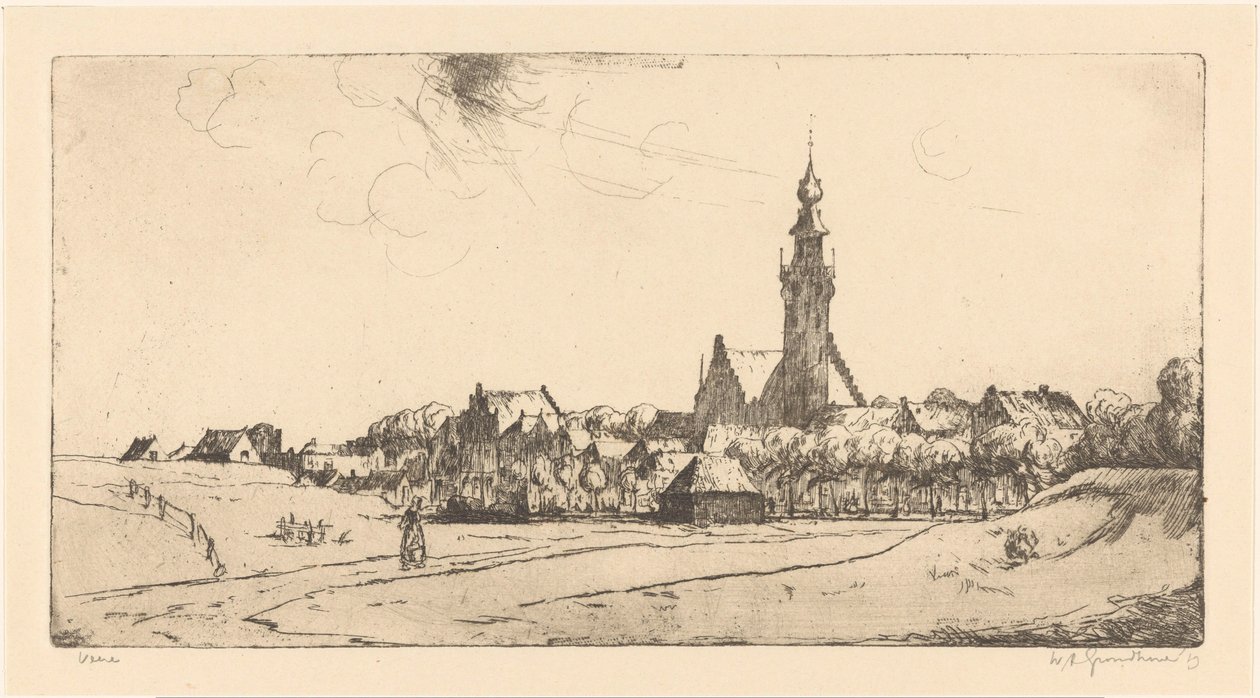 Veere da Willem Adrianus Grondhout (signed by artist)