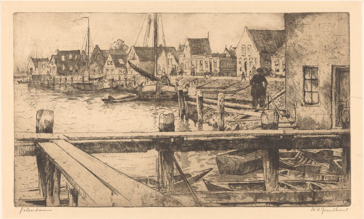 Volendam da Willem Adrianus Grondhout (signed by artist)