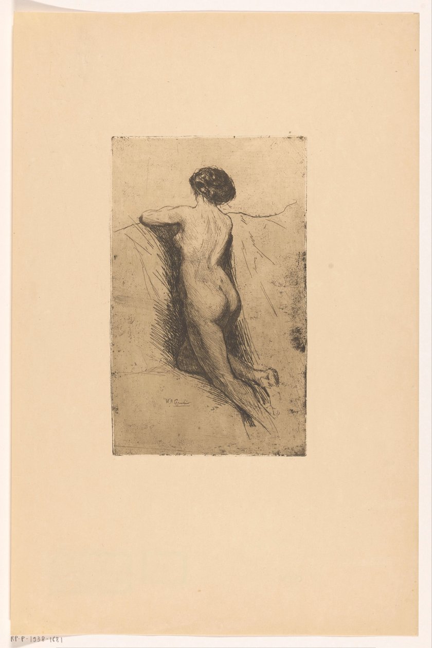 Parte posteriore di una donna nuda da Willem Adrianus Grondhout