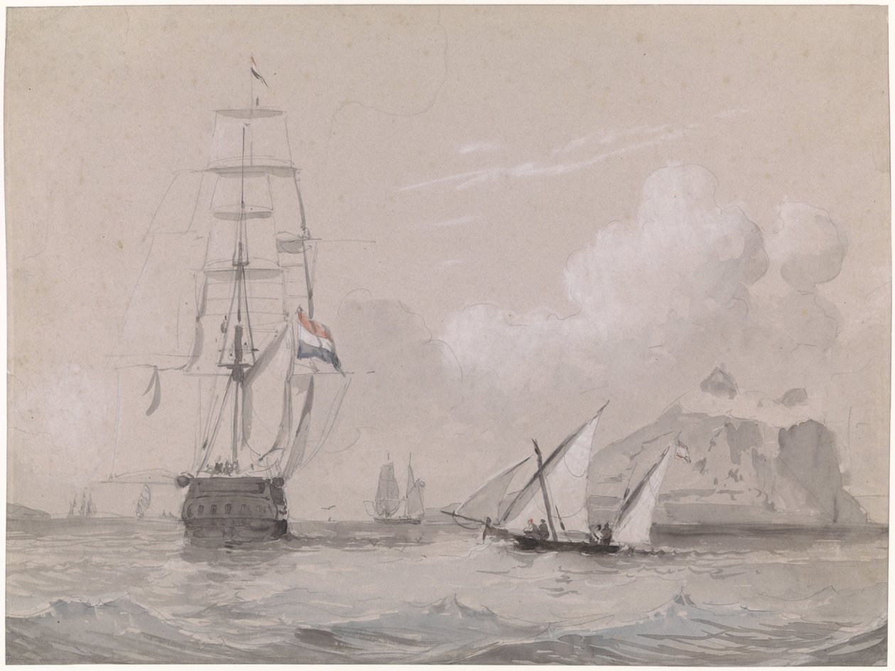 Nave a vela olandese al largo di Gibilterra da Willem Anthonie van Deventer