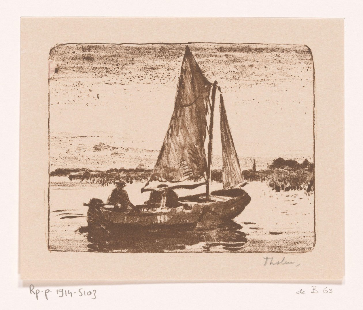 Uomo in barca a vela da Willem Bastiaan Tholen (signed by artist)