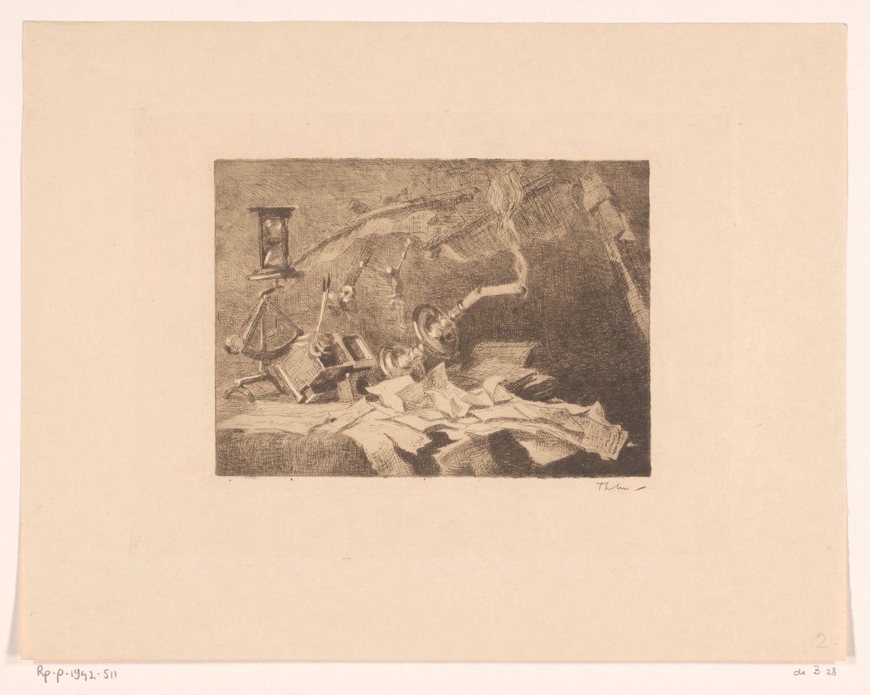 Natura morta con oggetti cadenti e rotti da Willem Bastiaan Tholen (signed by artist)