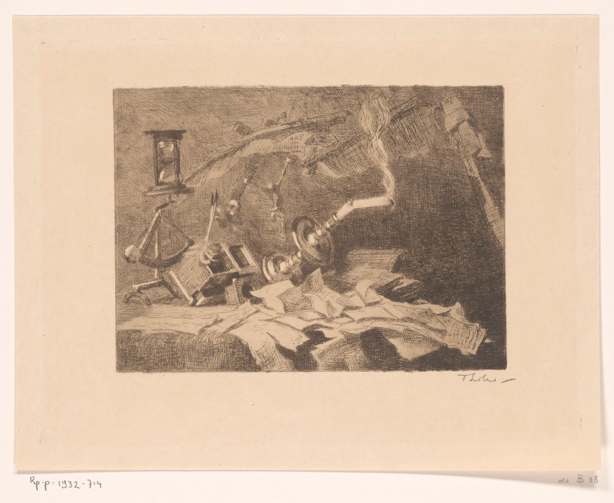Natura morta con oggetti cadenti e rotti da Willem Bastiaan Tholen (signed by artist)
