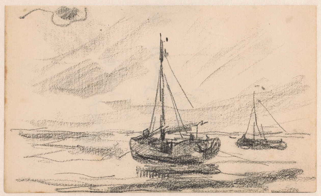 Due barche da pesca in mare da Willem Bastiaan Tholen