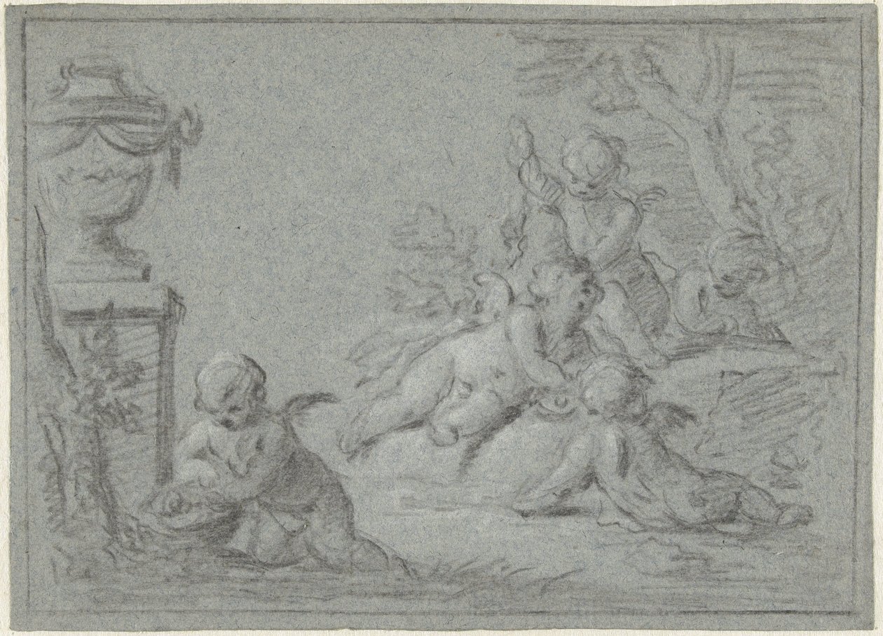 Putti in un paesaggio con un vaso da Willem Bilderdijk