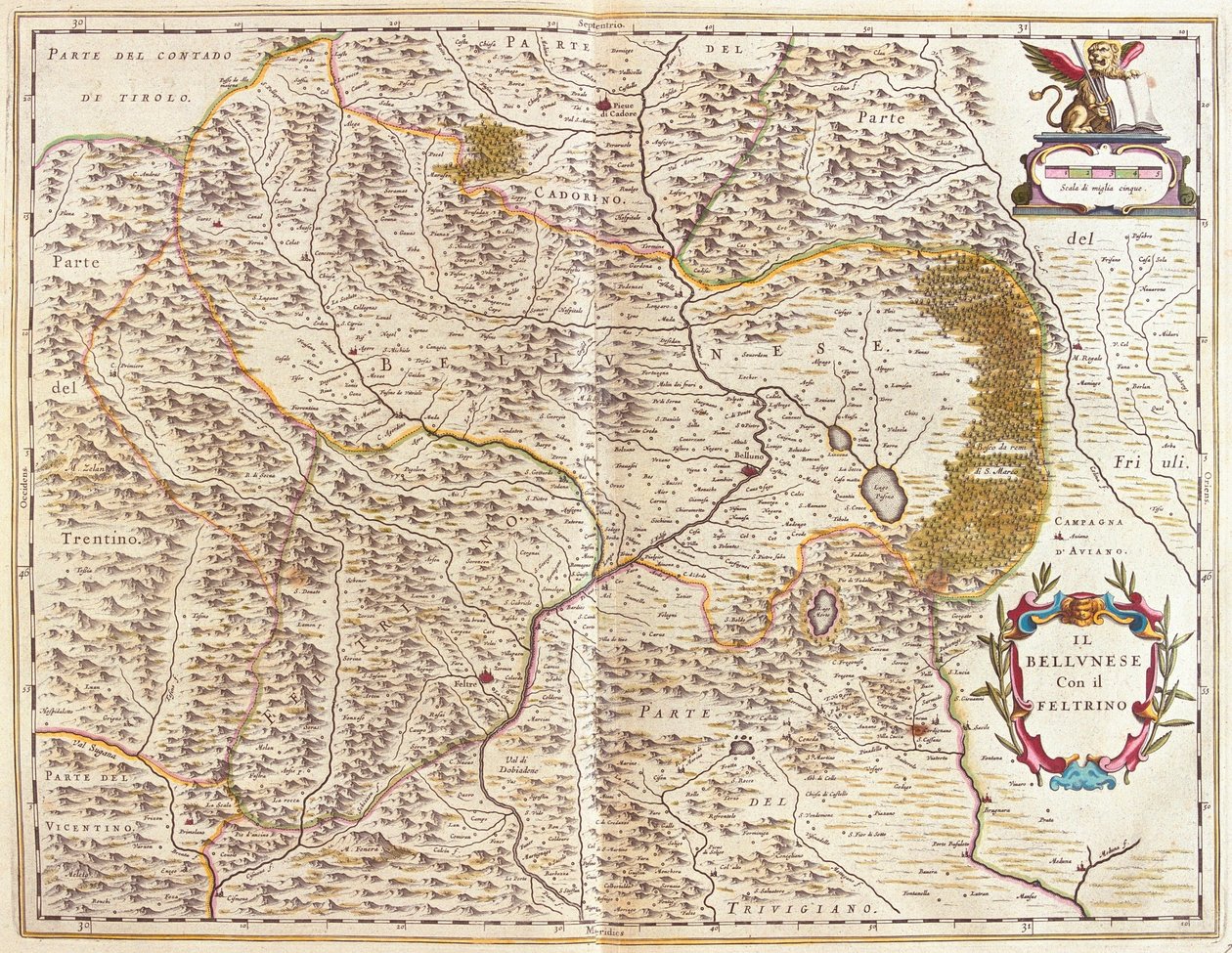 Belluno e Feltre, Italia, in "Theatrum Orbis Terrarum, sive Atlas Novus" di Willem Blaeu, Amsterdam da Willem Blaeu