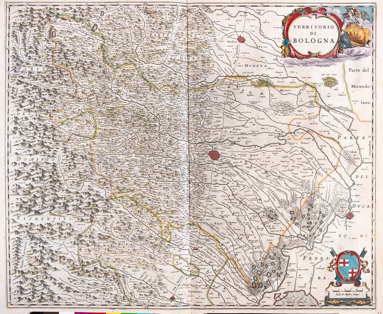 Bologna, Italia, in "Theatrum Orbis Terrarum, sive Atlas Novus" di Willem Blaeu, Amsterdam da Willem Blaeu