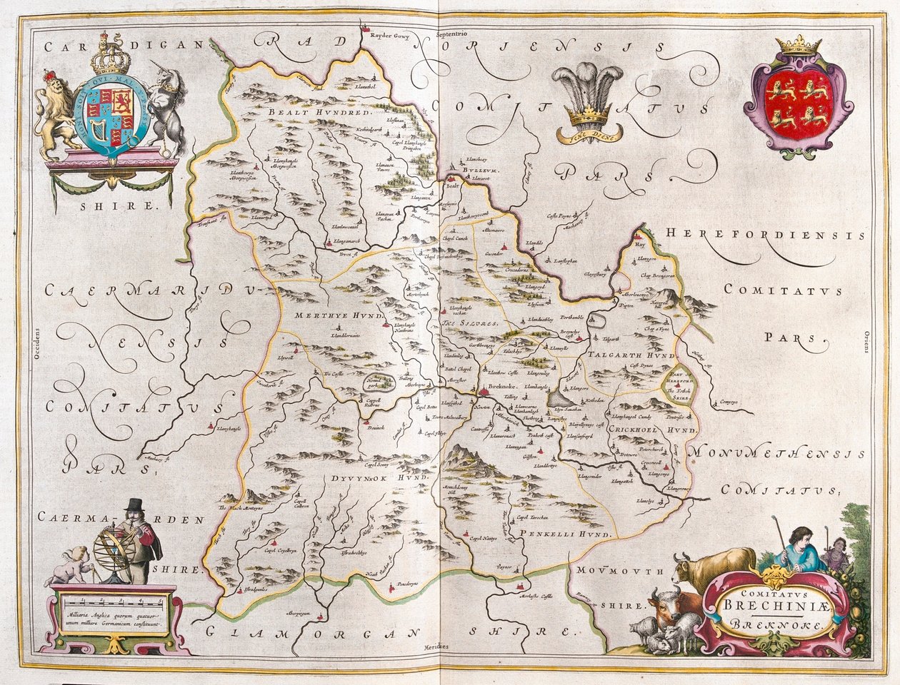 Breknoke, Galles, in "Theatrum Orbis Terrarum, sive Atlas Novus" di Willem Blaeu, Amsterdam da Willem Blaeu