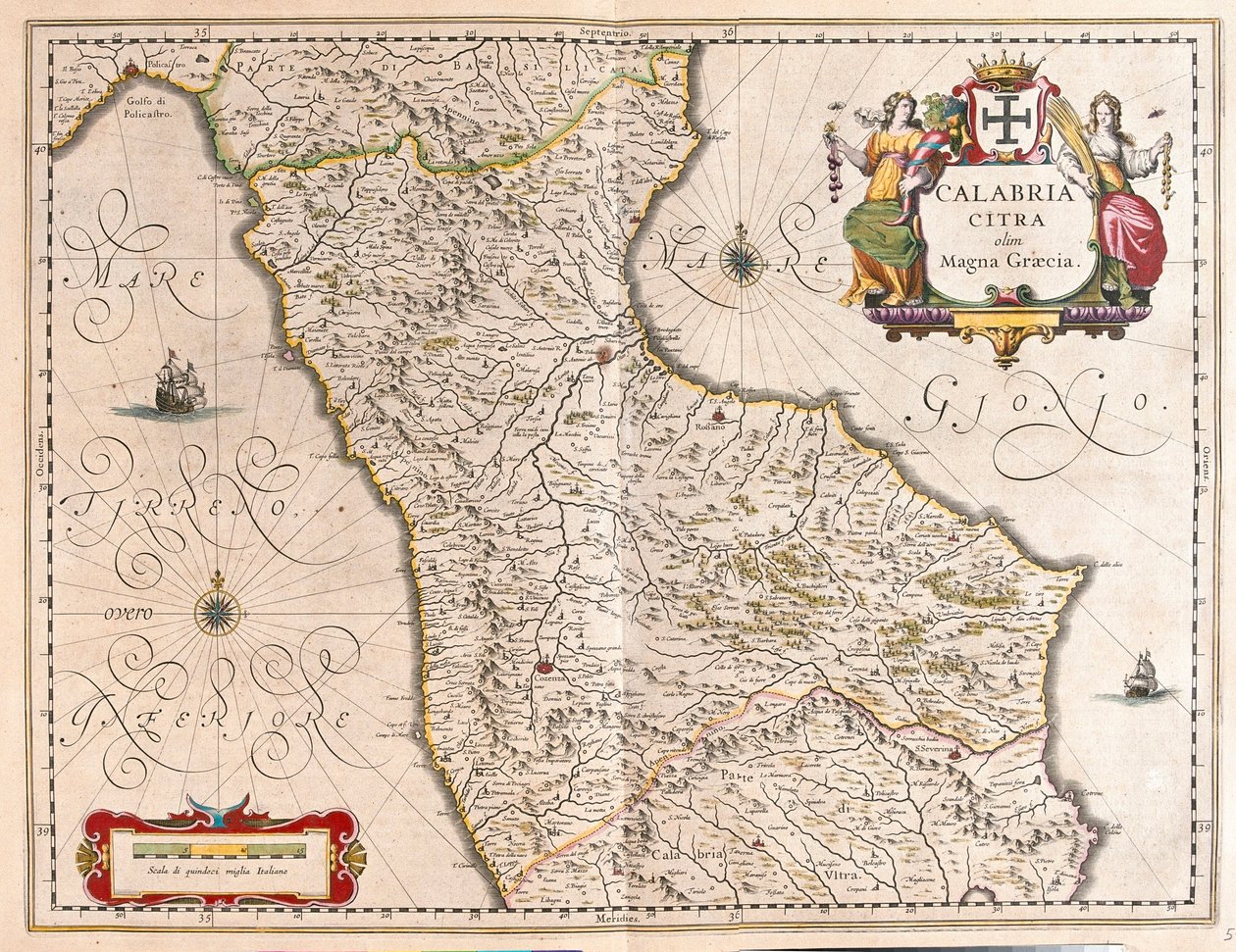 Calabria, Italia, in "Theatrum Orbis Terrarum, sive Atlas Novus" di Willem Blaeu, Amsterdam da Willem Blaeu