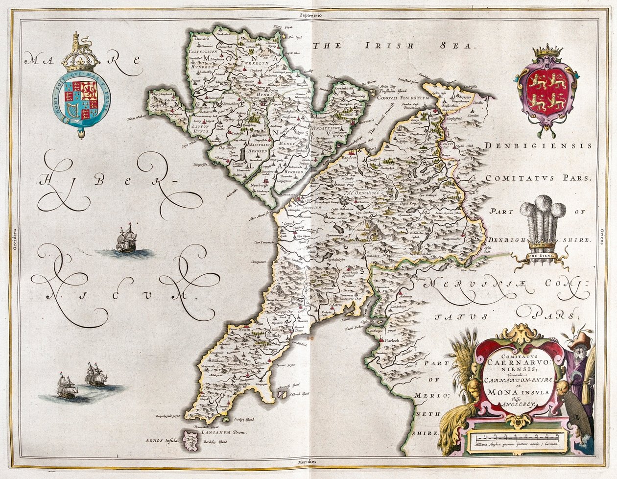 Carnarvonshire e Anglesey, in "Theatrum Orbis Terrarum, sive Atlas Novus", di Willem Blaeu, Amsterdam. da Willem Blaeu