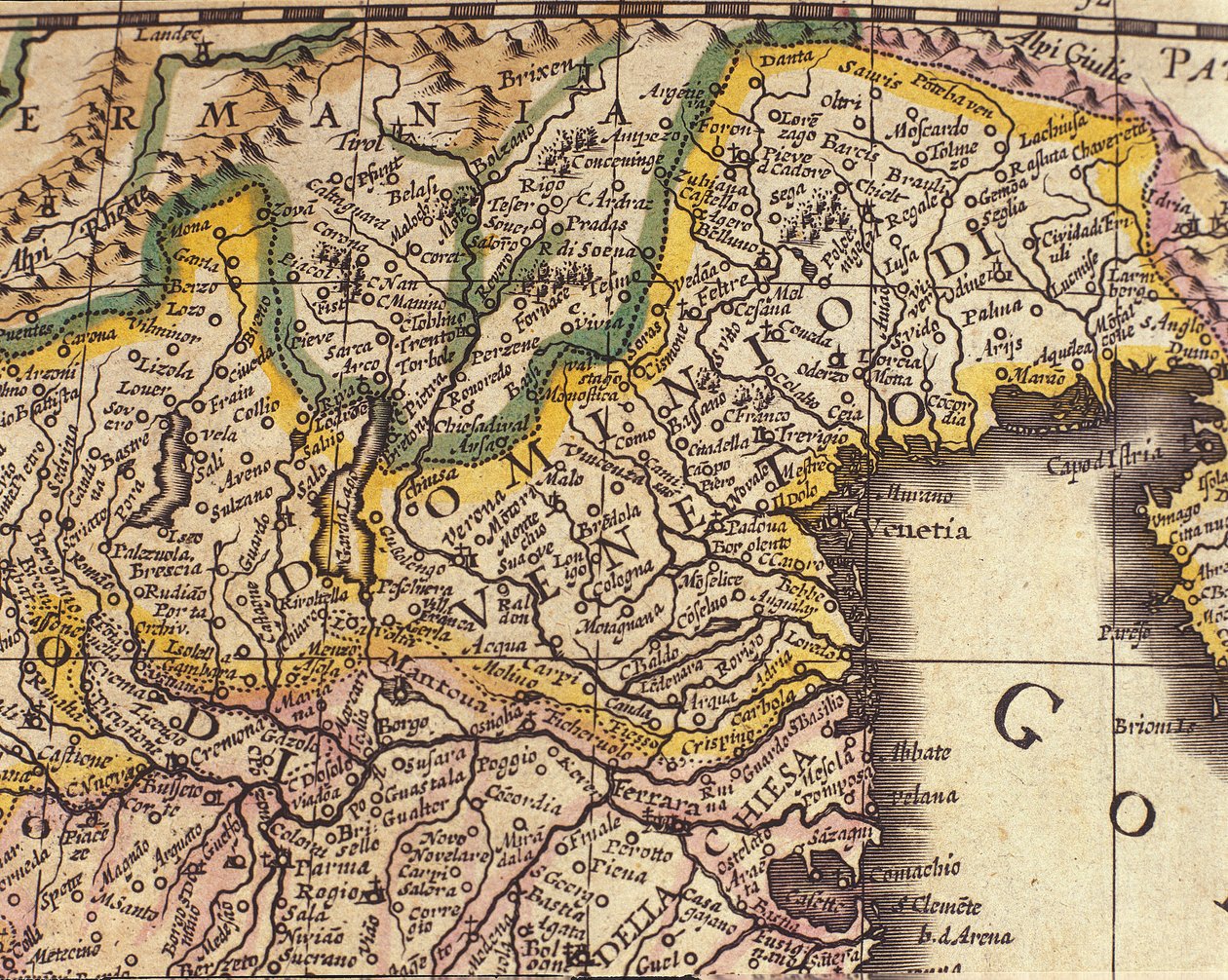 Carta della regione del Veneto, Italia. Atlante di William Blaeu da Willem Blaeu