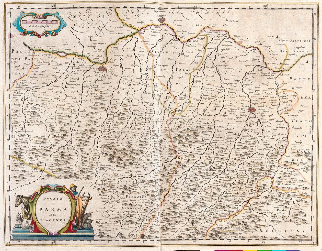 Le città di Parma e Piacenza, Italia, in "Theatrum Orbis Terrarum, sive Atlas Novus" di Willem Blaeu, Amsterdam da Willem Blaeu