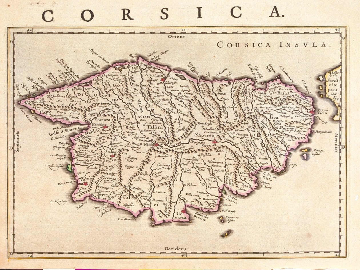 Isola di Corsica, "Theatrum Orbis Terrarum, sive Atlas Novus" di Willem Blaeu, Amsterdam da Willem Blaeu