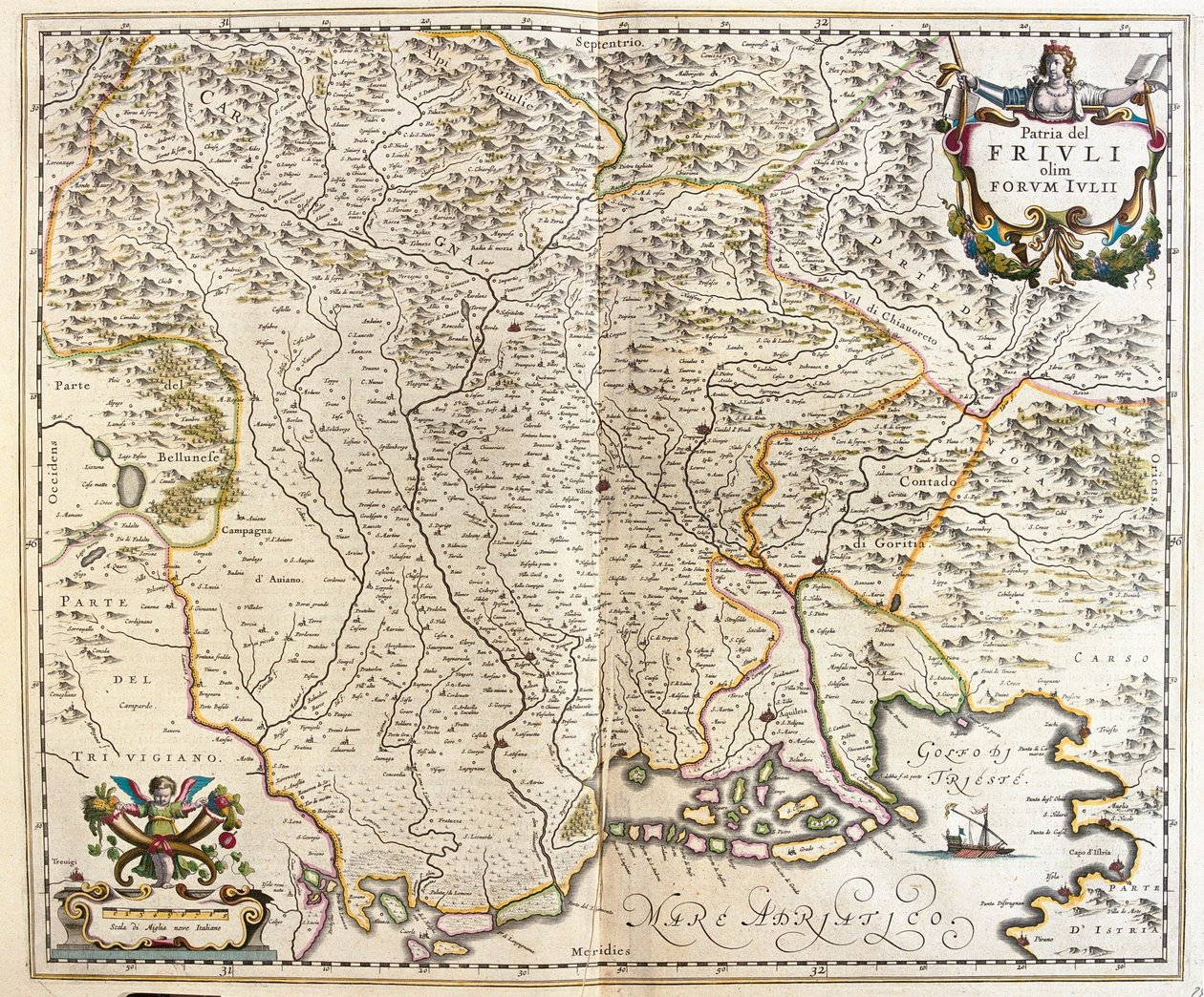 Friuli Venezia Giulia, Italia, in "Theatrum Orbis Terrarum, sive Atlas Novus" di Willem Blaeu, Amsterdam da Willem Blaeu