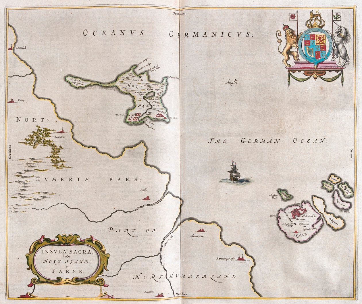 Isola Santa e Lindisfarne, in "Theatrum Orbis Terrarum, sive Atlas Novus" di Willem Blaeu, Amsterdam da Willem Blaeu