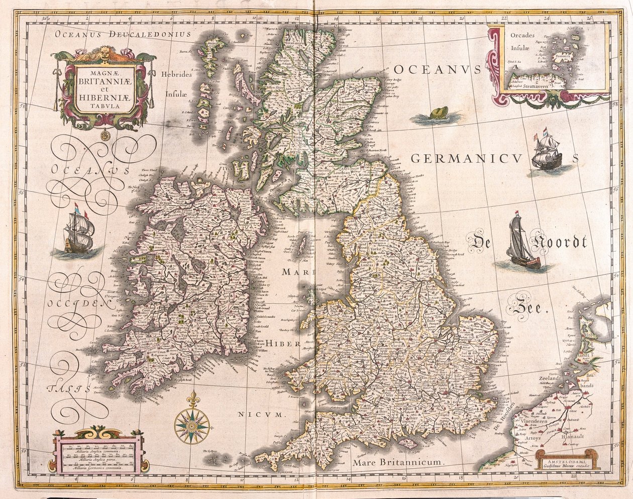 Irlanda e Gran Bretagna, in "Theatrum Orbis Terrarum, sive Atlas Novus" di Willem Blaeu, Amsterdam. da Willem Blaeu