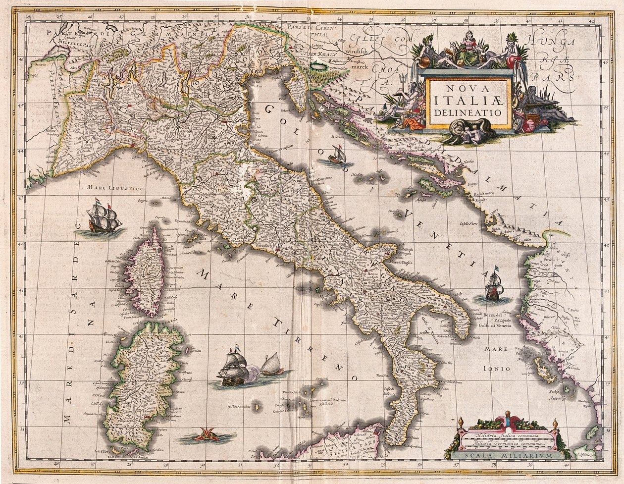 Italia e Corsica, in "Theatrum Orbis Terrarum, sive Atlas Novus" di Willem Blaeu, Amsterdam da Willem Blaeu