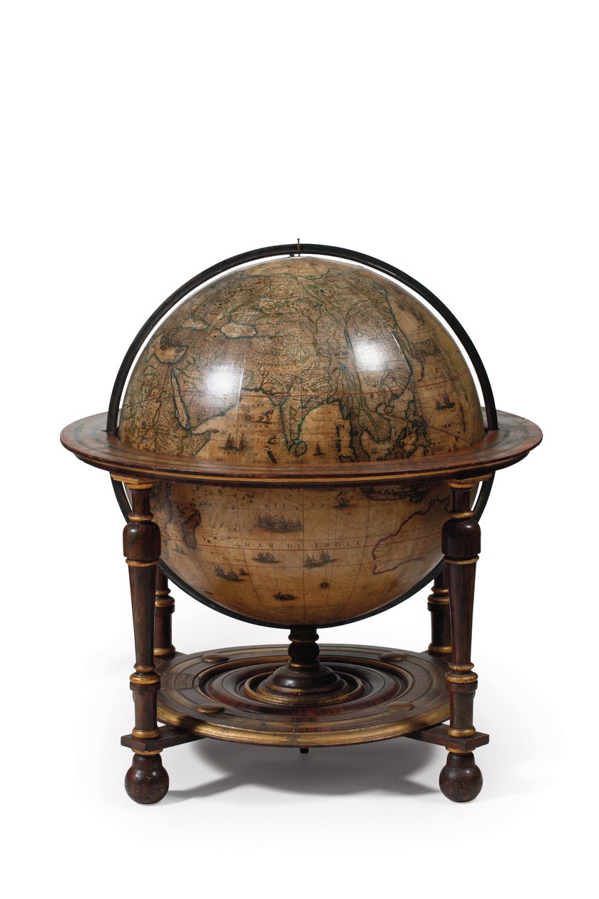 Grande coppia di globi da biblioteca, il terrestre 1645/48, il celeste dopo il 1630 da Willem Blaeu