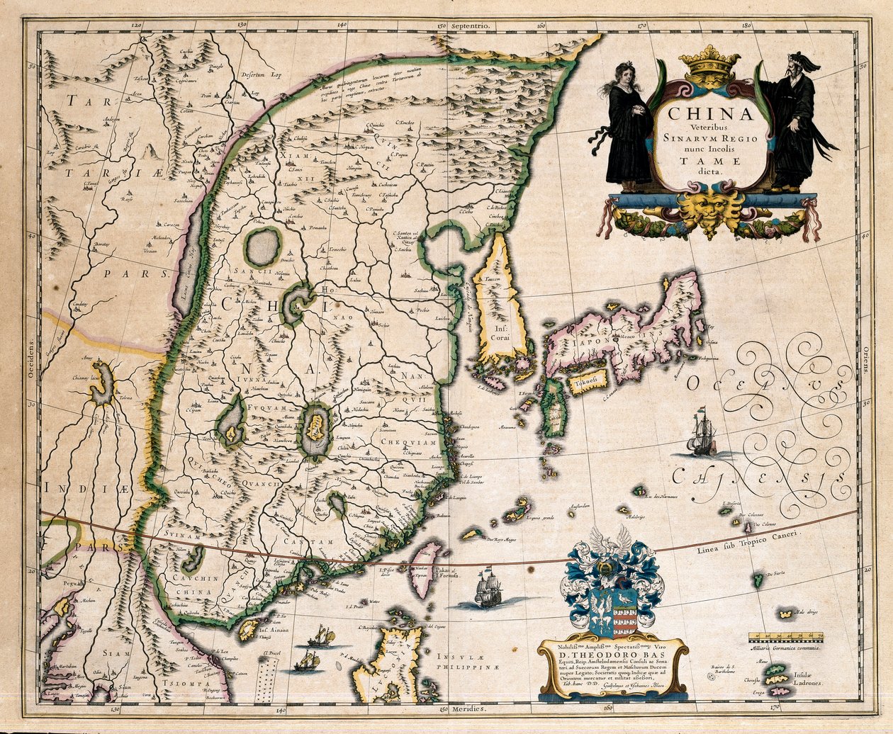 Mappa della Cina, Giappone e Corea da Willem Blaeu